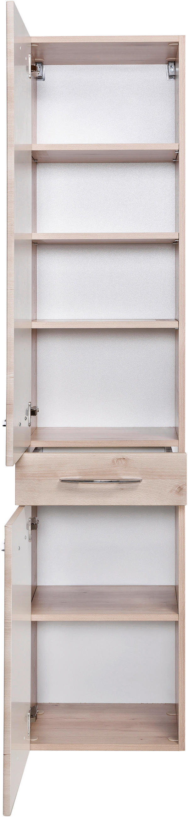 HOCHSCHRANK 40/180/35 cm  - Chromfarben/Buchefarben, KONVENTIONELL, Holzwerkstoff/Metall (40/180/35cm) - Xora