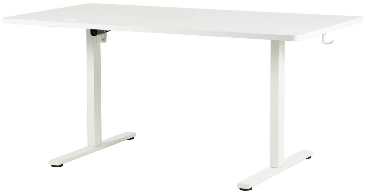 SCHREIBTISCH 160/80/72/118 cm Weiss höhenverstellbar elektrisch höhenverstellbar  - Weiss, Modern, Holzwerkstoff/Metall (160/80/72/118cm) - Livetastic