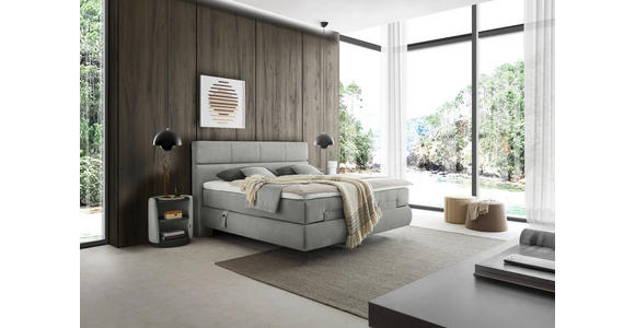 BOXSPRINGBETT 160/200 cm,  in Hellgrau, motorische Verstellbarkeit, Matratzen, H2 + H2 = mittel  - Hellgrau/Schwarz, Design, Kunststoff/Textil (160/200cm) - Dieter Knoll