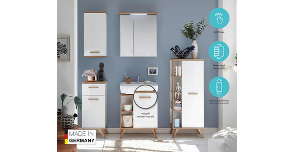 WASCHBECKENUNTERSCHRANK 60,5/65,0/33,0 cm  - Eichefarben/Weiß, KONVENTIONELL, Holzwerkstoff (60,5/65,0/33,0cm) - Xora