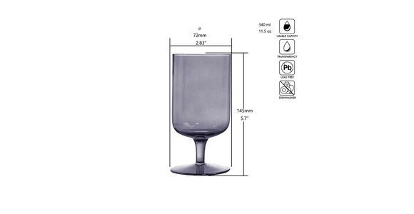 WASSERGLAS 340 ml - Grau, Trend, Glas (7,2/14,5cm) - Novel