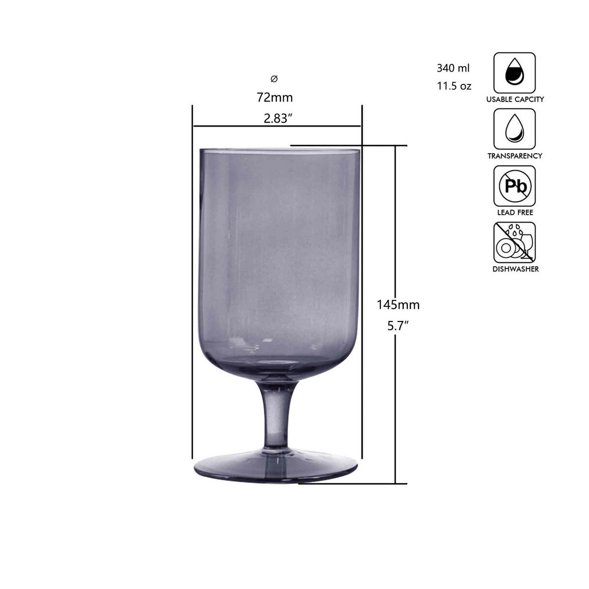 WASSERGLAS 340 ml  - Grau, Trend, Glas (7,2/14,5cm) - Novel