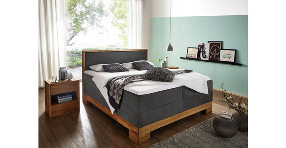 BOXSPRINGBETT 160/200 cm - Grau, KONVENTIONELL, Holz/Textil (160/200cm) - Linea Natura