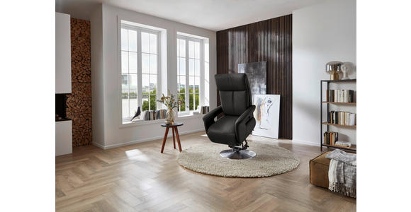 RELAXSESSEL in Leder Grau - Edelstahlfarben/Grau, Design, Leder/Metall (78/112/85cm) - Cantus