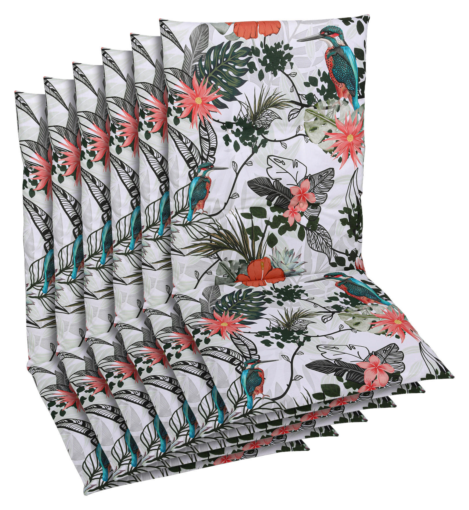 SESSELAUFLAGENSET in Grün, Hellgrau Floral  - Hellgrau/Grün, Design, Textil (48/5/108cm)