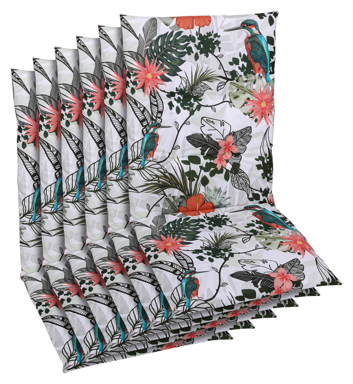 SESSELAUFLAGENSET in Grün, Hellgrau Floral  - Hellgrau/Grün, Design, Textil (48/5/108cm)