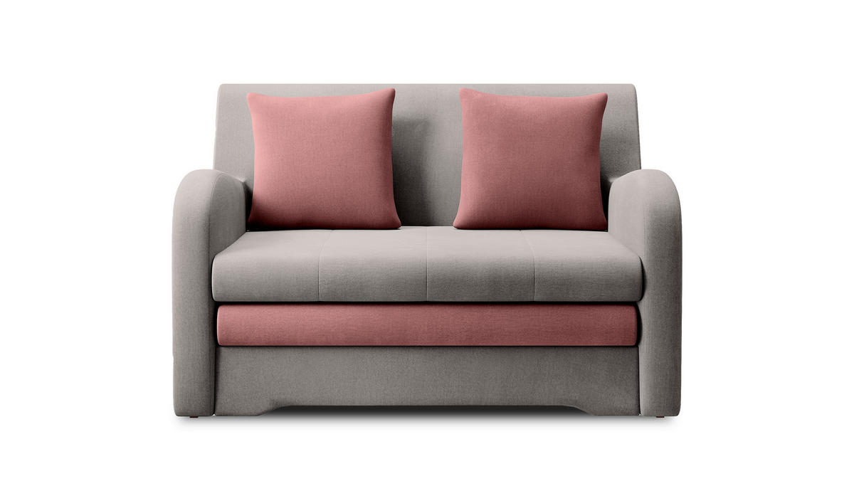 SCHLAFSOFA in Samt Rosa, Hellgrau  - Hellgrau/Schwarz, Design, Kunststoff/Textil (244/97/97cm) - MID.YOU