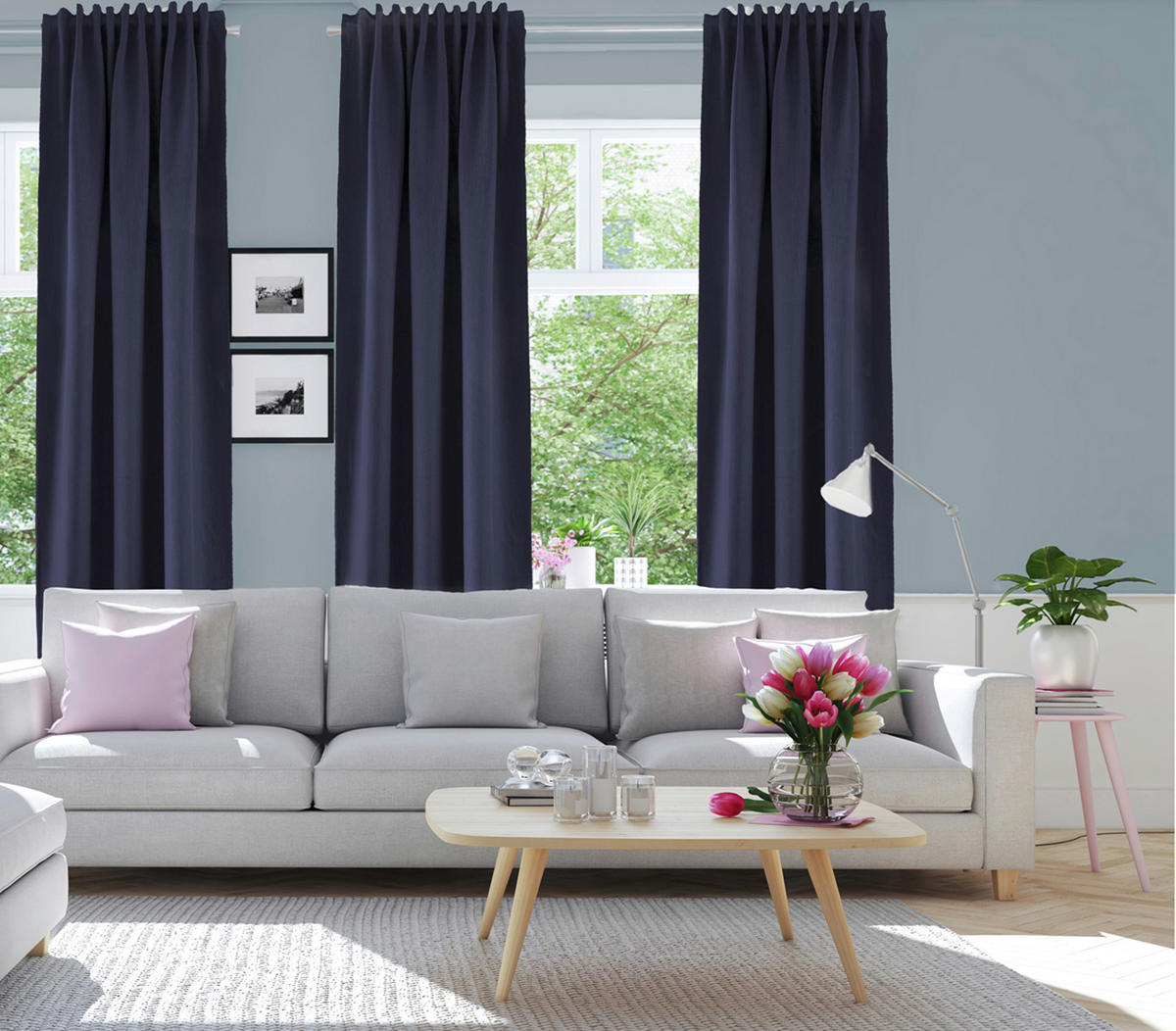 WÄRMESCHUTZVORHANG Verdunkelung  - Dunkelblau, Basics, Textil (140/245cm)