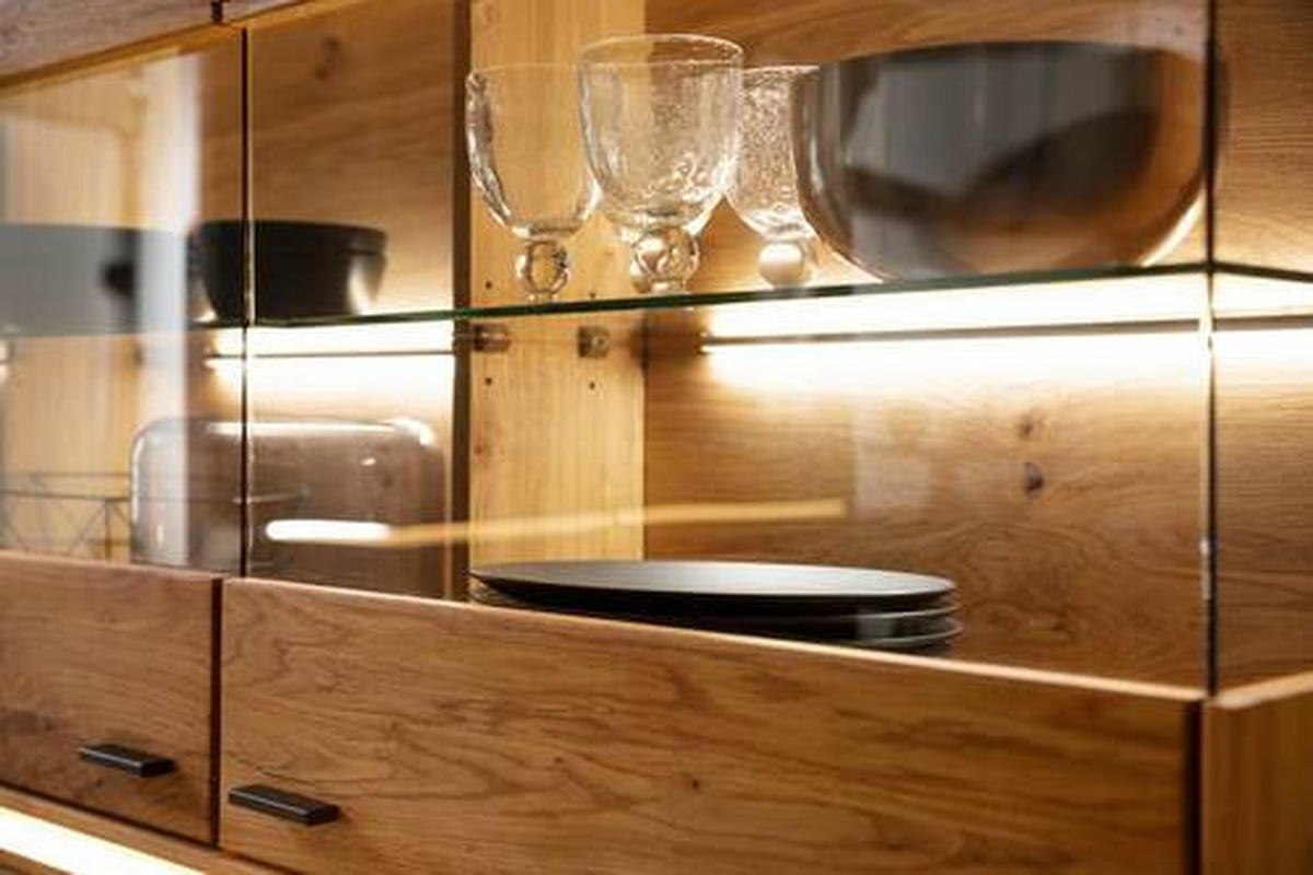 HIGHBOARD  in 123/137/38 cm  - Wildeiche/Anthrazit, Natur, Glas/Holz (123/137/38cm) - MID.YOU