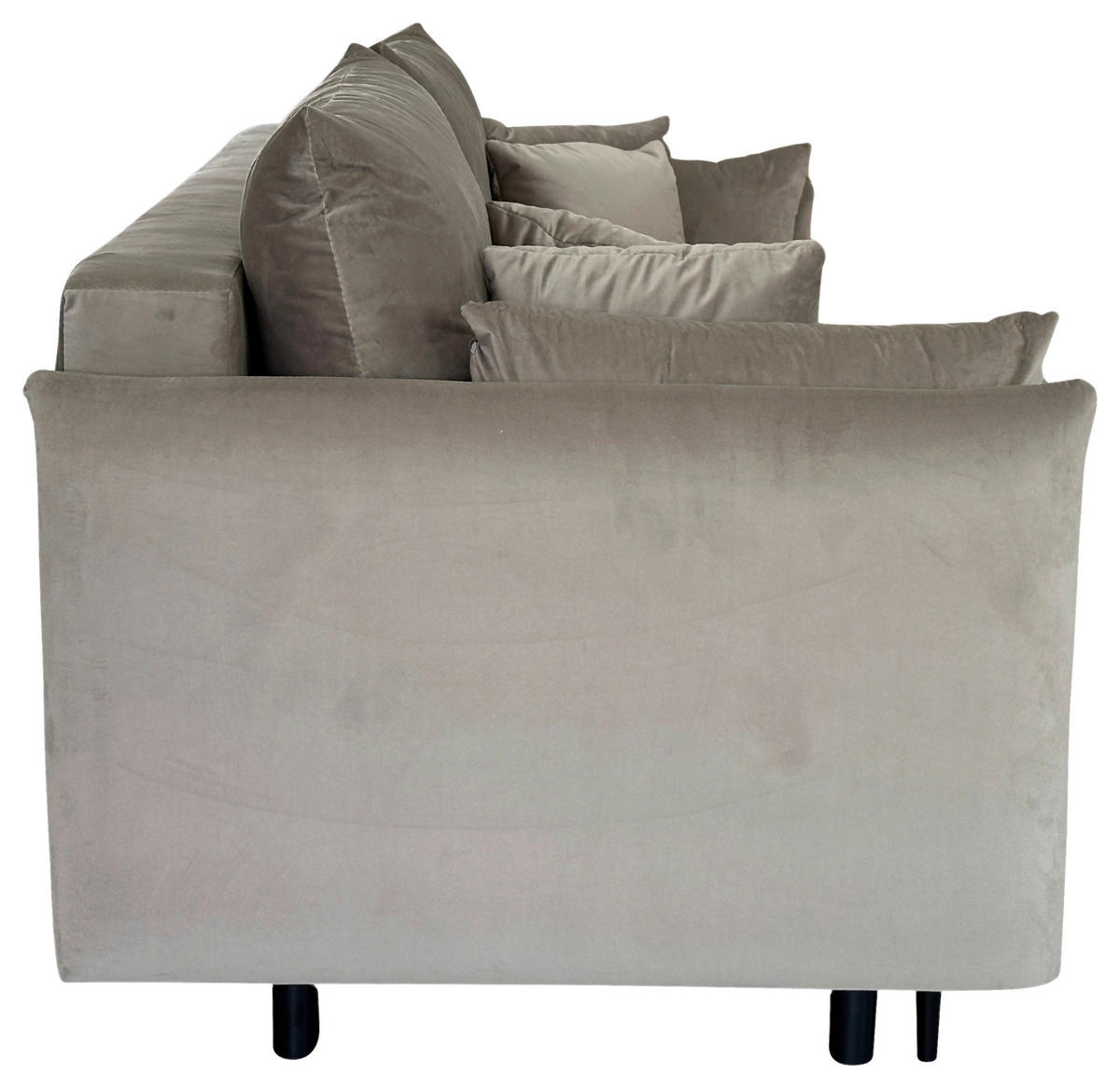 SCHLAFSOFA  mit Liegefunktion Velours Taupe  - Taupe/Schwarz, Design, Holz/Kunststoff (220/96/102cm) - MID.YOU