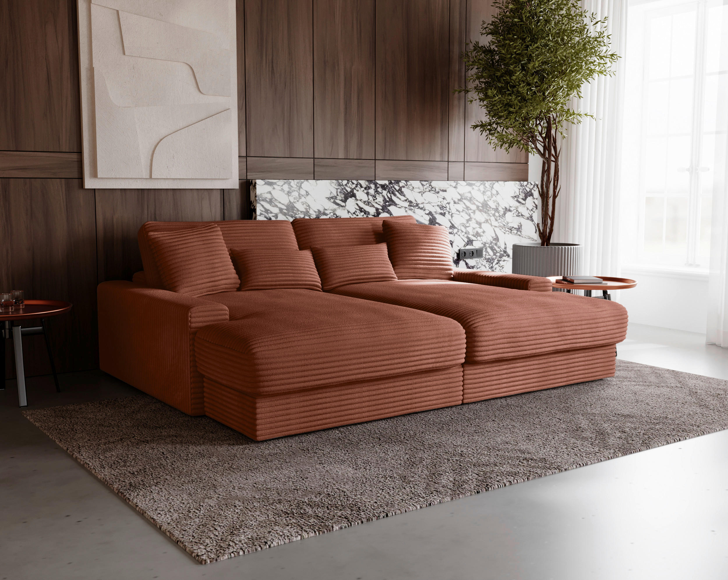 BIGSOFA Cord Bronzefarben  - Schwarz/Bronzefarben, MODERN, Kunststoff/Textil (230/85/190cm) - Carryhome