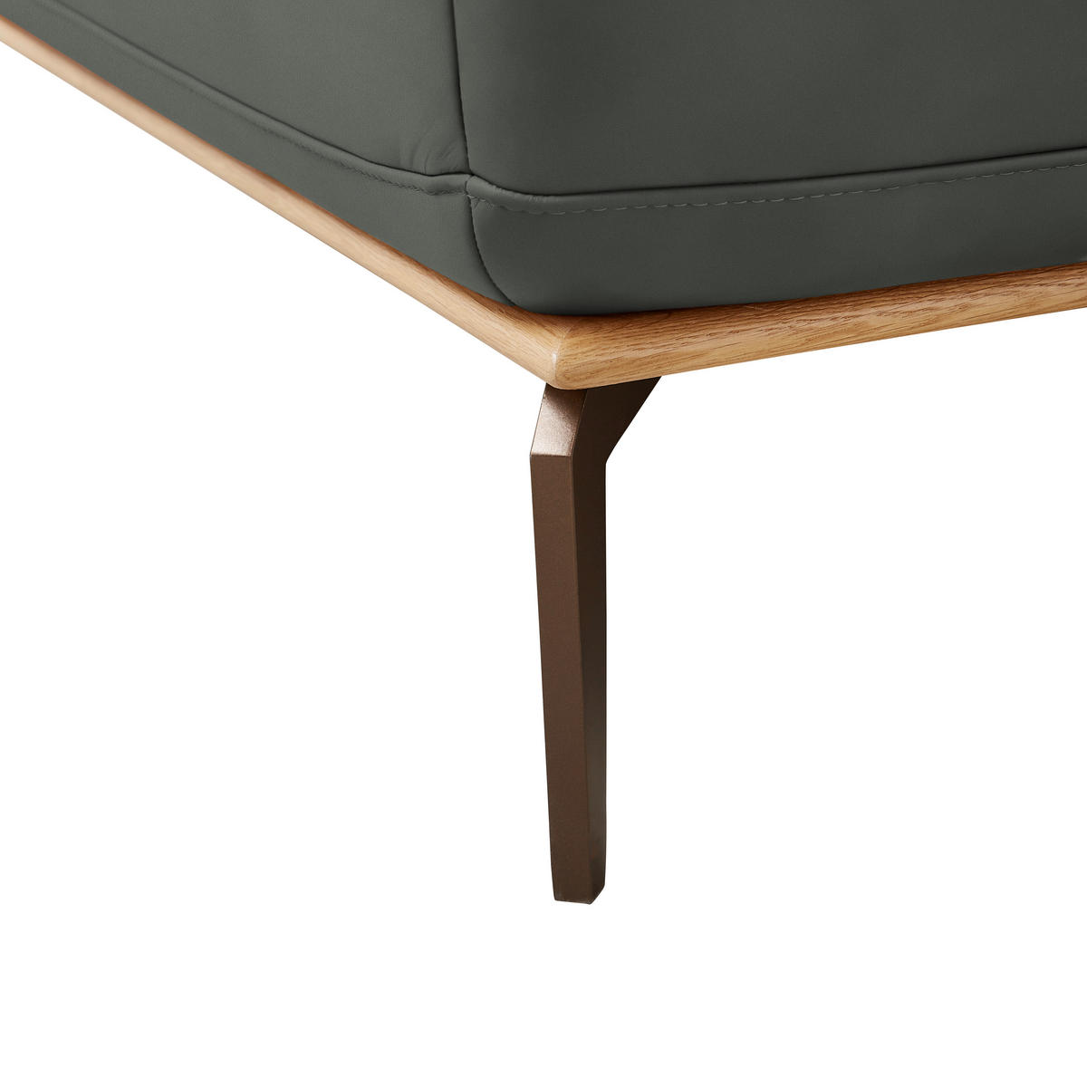 ECKSOFA in Echtleder Anthrazit  - Anthrazit/Bronzefarben, Design, Leder/Holz (314/176cm) - Valnatura