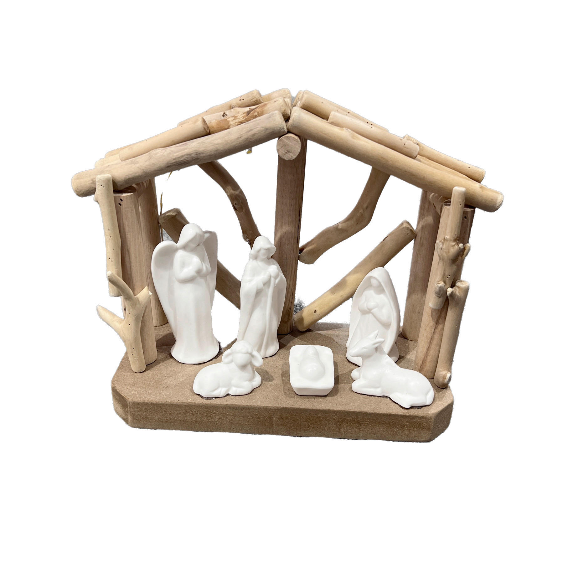 WEIHNACHTSKRIPPE - Naturfarben/Weiß, LIFESTYLE, Holz/Keramik (24/11/23cm) - X-Mas