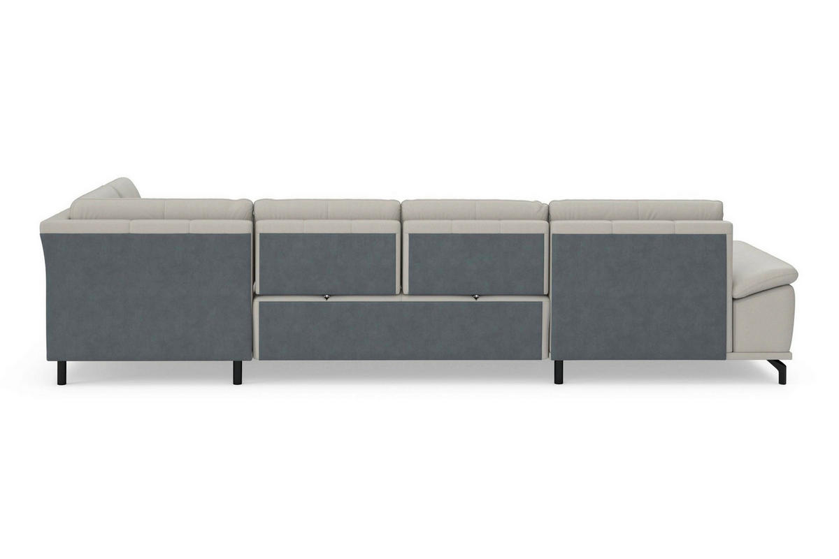 SEDACÍ SOUPRAVA, kůže, světle šedá - černá/světle šedá, Basics, kov/textil (176/363/223cm) - Sit & More