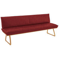 SITZBANK 214/88/66 cm Echtleder Rot, Wildeiche Wildeiche furniert, massiv Holz  - Wildeiche/Eichefarben, Design, Leder/Holz (214/88/66cm) - Koinor