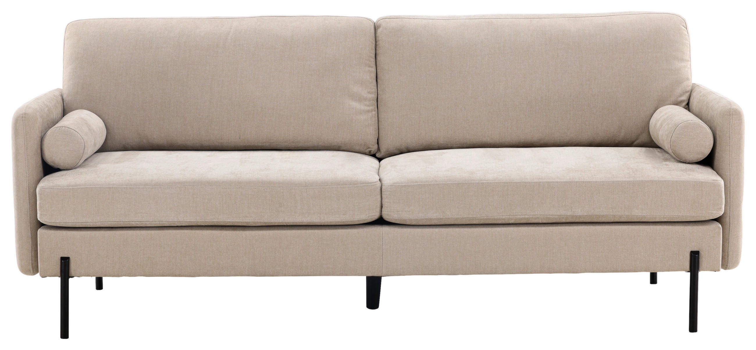 2-SITZER-SOFA in Schwarz, Beige  - Beige/Schwarz, Design, Textil/Metall (209.5/86/87cm) - Livetastic