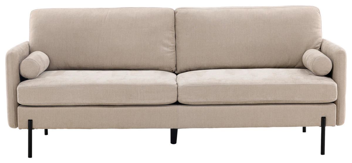 2-SITS SOFFA i metall, textil svart, beige  - beige/svart, Design, metall/textil (209.5/86/87cm) - Livetastic