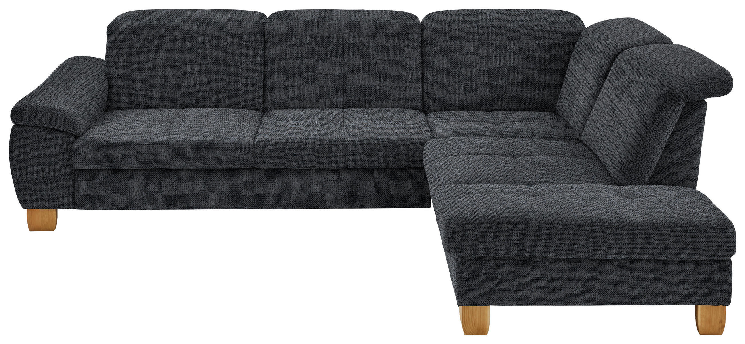 ECKSOFA in Flachgewebe Anthrazit  - Wildeiche/Anthrazit, Natur, Holz/Textil (301/243cm) - Voleo