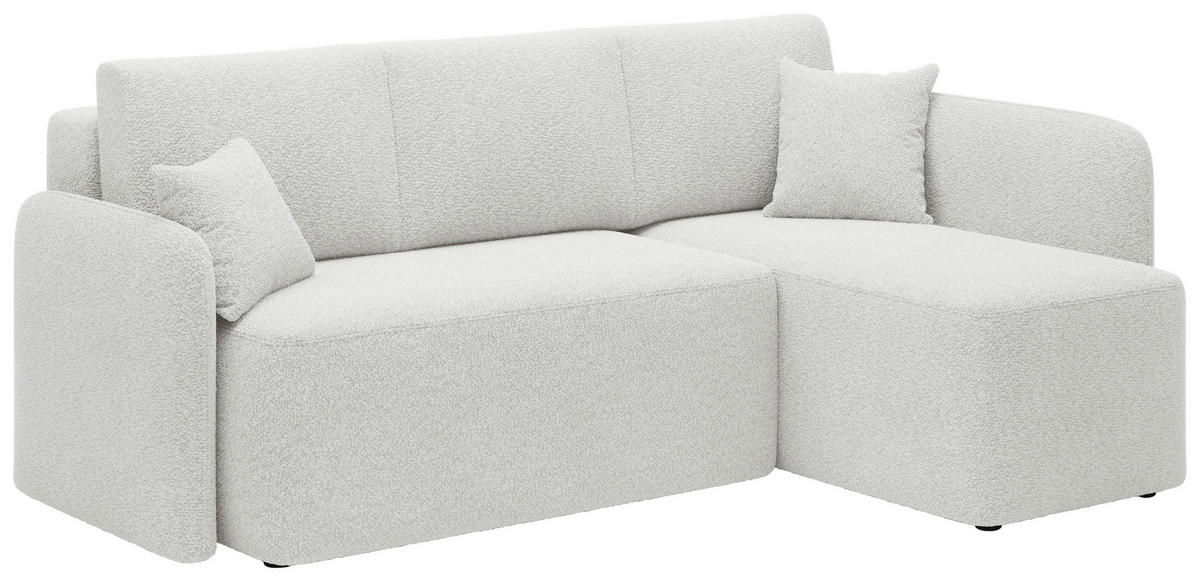 ECKSOFA HADSON Weiß Teddystoff Zierkissen, Rückenkissen, Bettkasten  - Schwarz/Weiß, Design, Kunststoff/Textil (206/150cm) - MID.YOU