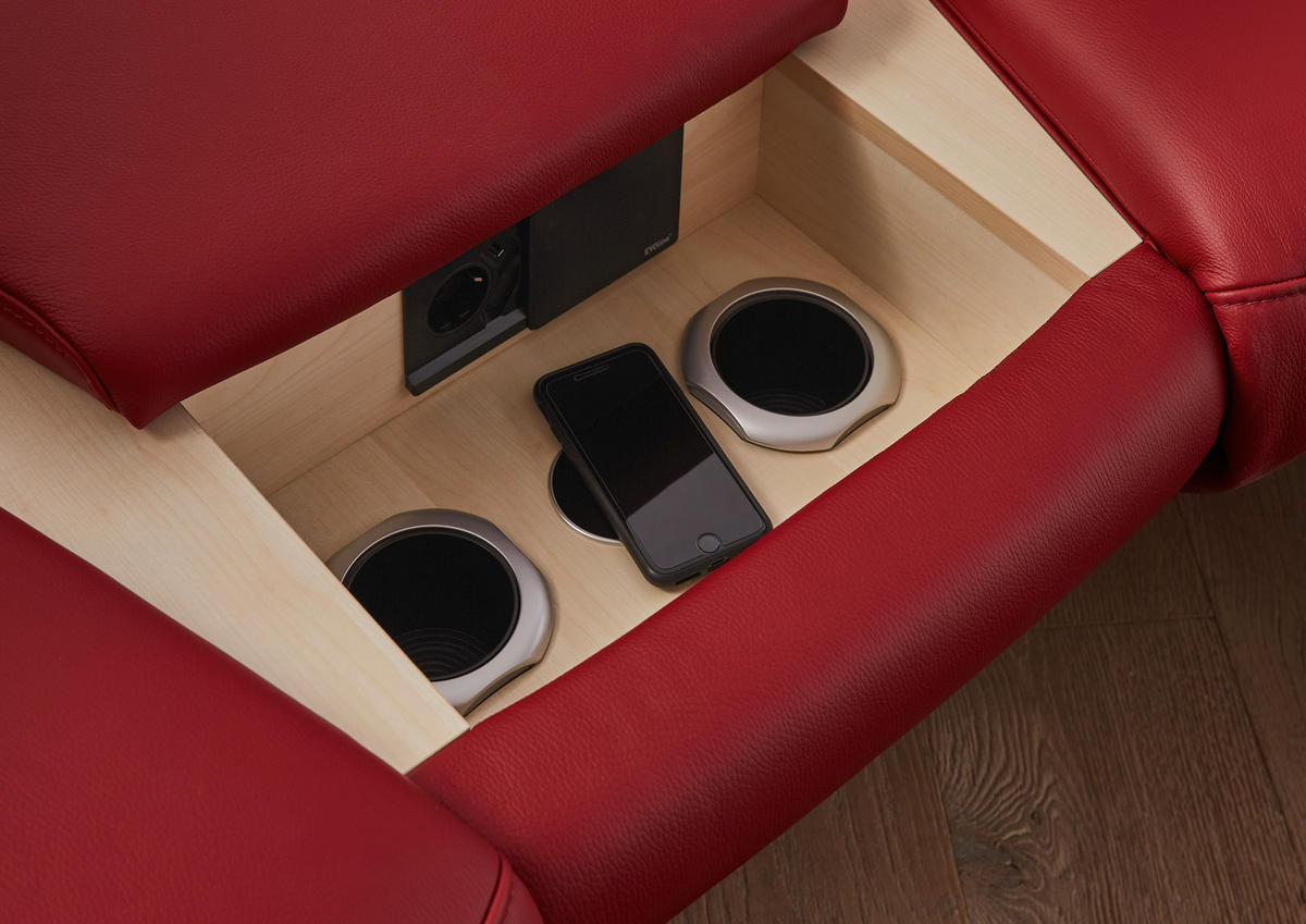 HEIMKINO-SOFA Echtleder Rot  - Anthrazit/Rot, KONVENTIONELL, Leder (254/107/105cm) - Himolla Komfortklass