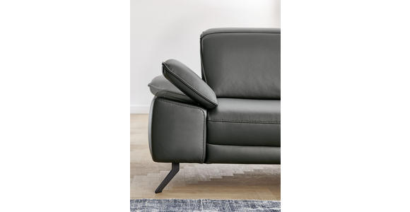 ECKSOFA Anthrazit Echtleder  - Anthrazit/Schwarz, Design, Leder/Metall (328/193cm) - Dieter Knoll