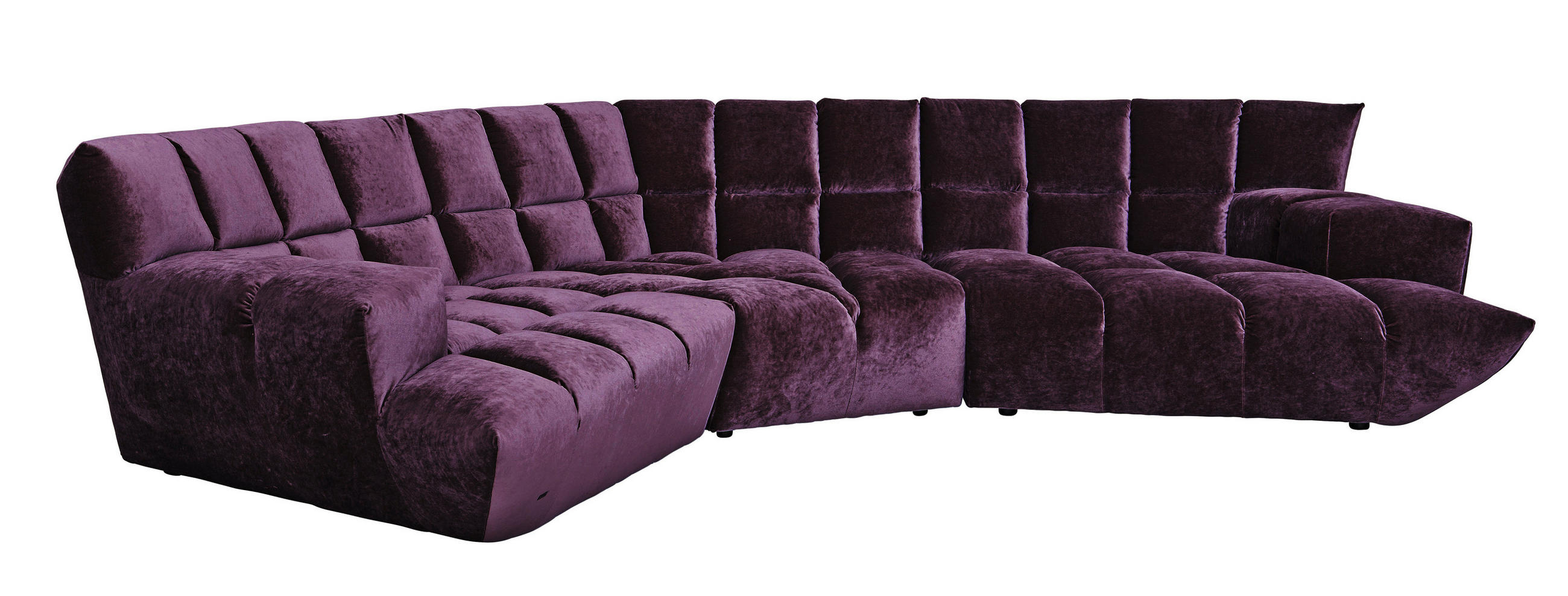 WOHNLANDSCHAFT in Velours Brombeere  - Brombeere/Schwarz, Trend, Kunststoff/Textil (318/318cm) - Bretz
