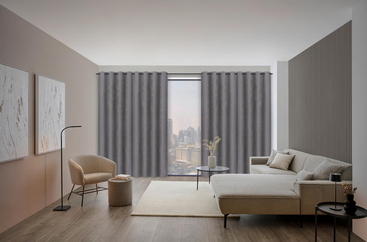 ÖSENSCHAL NEAL Verdunkelung 132/245 cm   - Grau, Trend, Textil (132/245cm) - Dieter Knoll