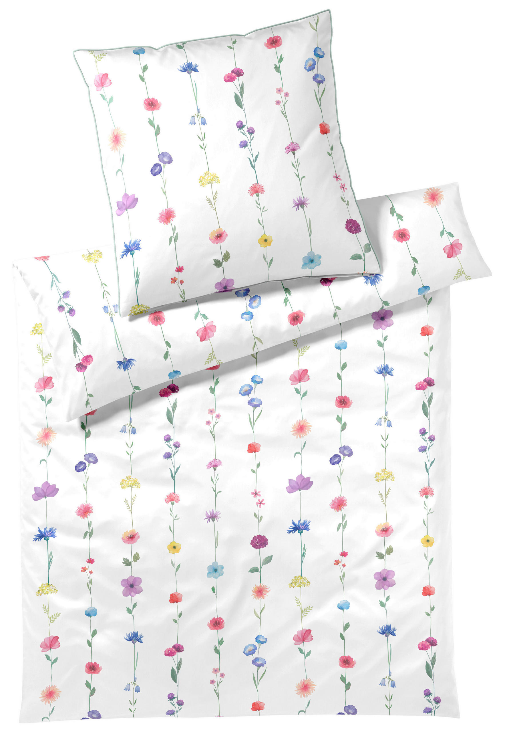 BETTWÄSCHESET Satin 160/210 cm  100 cm/65 cm  - Weiss, Basics, Textil (160/210cm) - Elegante