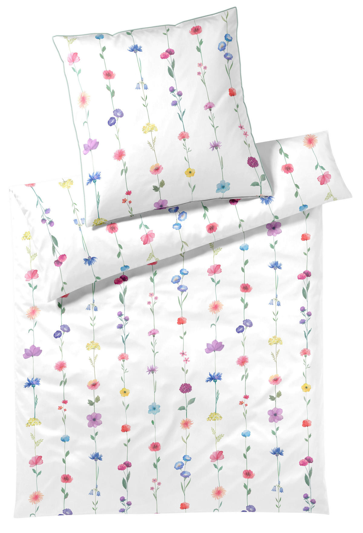 BETTWÄSCHESET Satin 160/210 cm  100 cm/65 cm  - Weiss, Basics, Textil (160/210cm) - Elegante