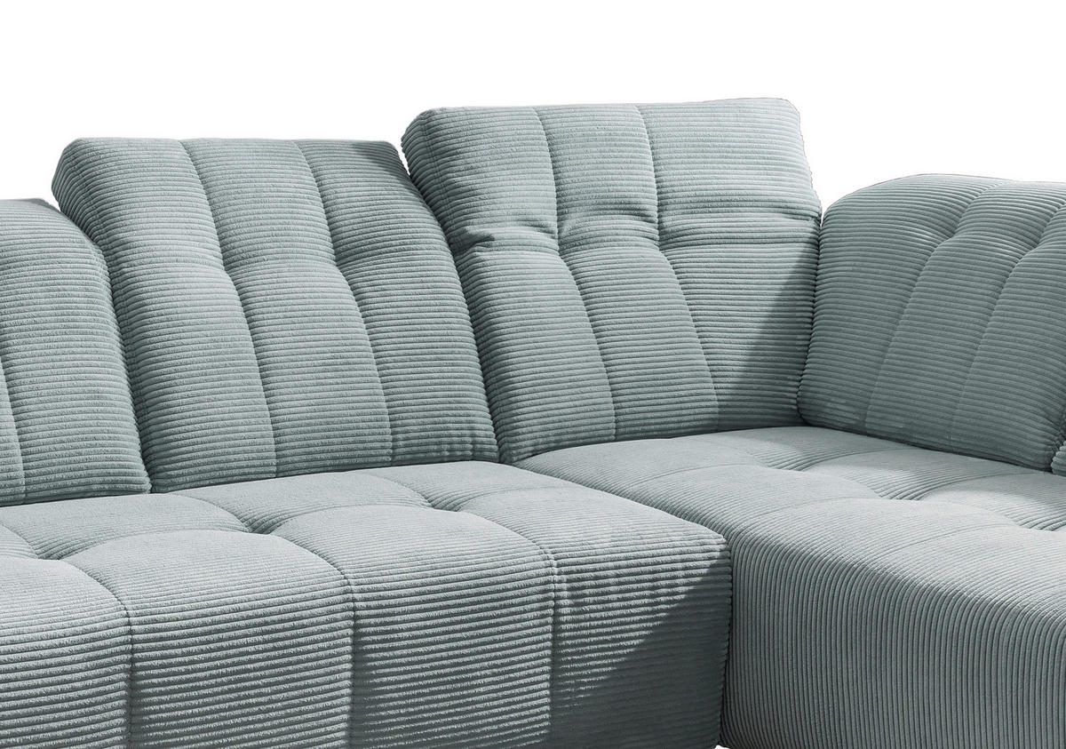 ECKSOFA in Cord Hellblau  - Schwarz/Hellblau, Modern, Textil/Metall (261/200cm) - Livetastic