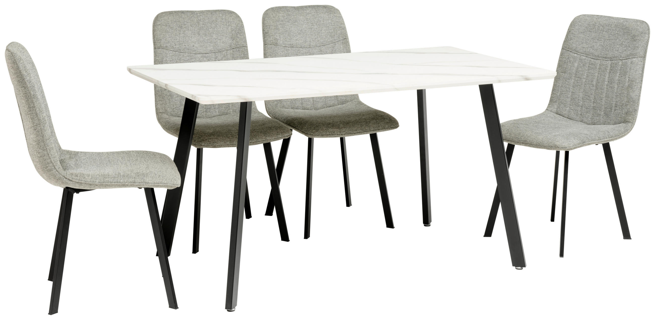 Tischgruppe Mackay 5-tlg. Weiß/textil Hellgrau, B: 140cm