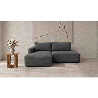 ECKSOFA FREDO Dunkelgrau Bouclé  - Dunkelgrau/Schwarz, Design, Kunststoff/Textil (150/233cm) - MID.YOU