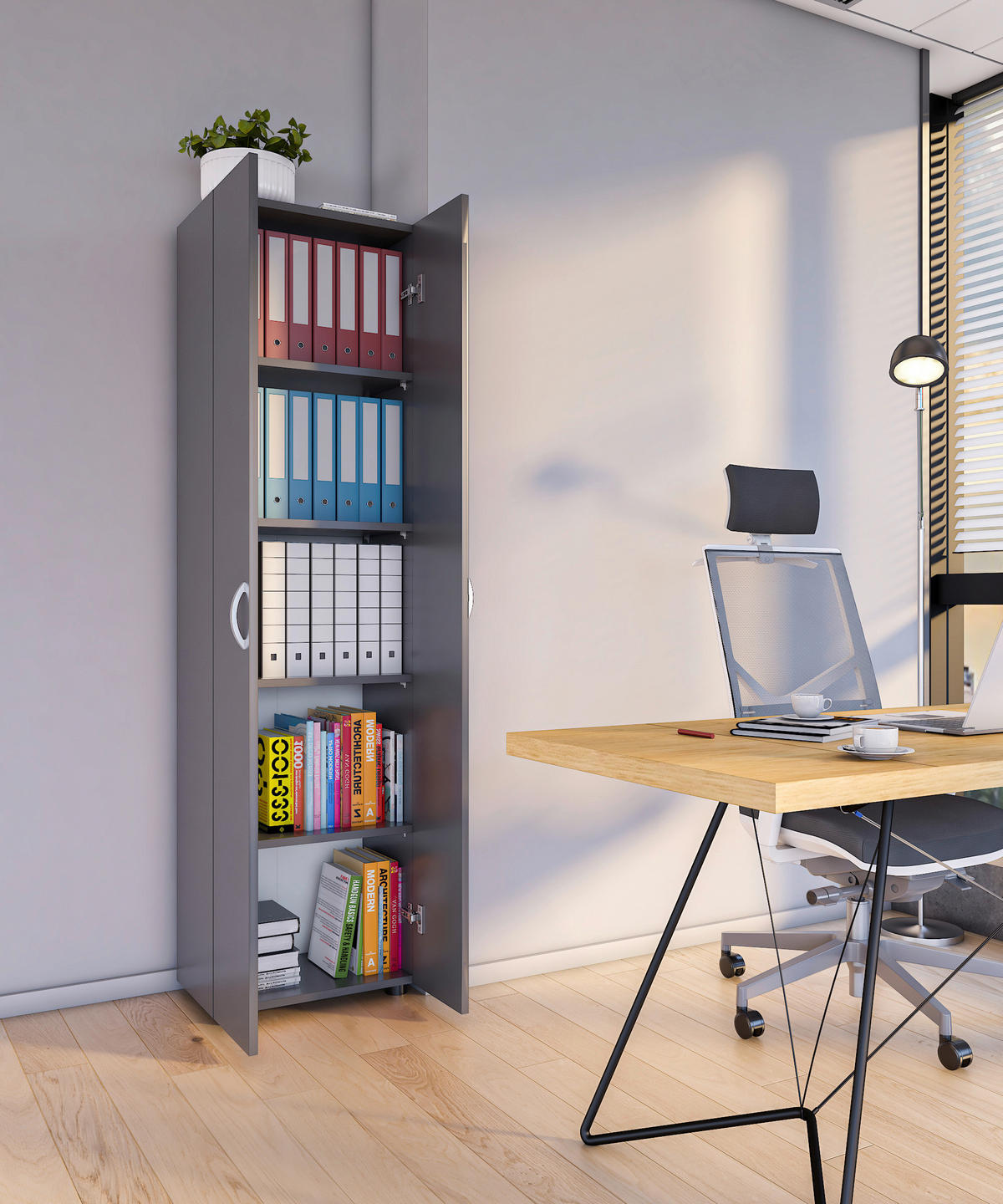 AKTENSCHRANK 49/178/34 cm  - Anthrazit, Modern, Holzwerkstoff (49/178/34cm) - MID.YOU