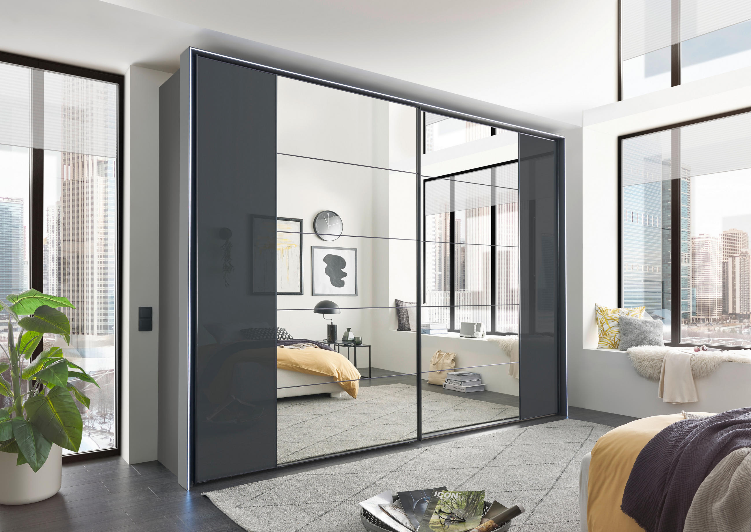 Dieter Knoll SKŘÍŇ S POSOUVACÍMI DVEŘMI, antracitová, 323/240/68 cm