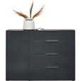 SIDEBOARD Anthrazit  - Anthrazit/Alufarben, Design, Glas/Holzwerkstoff (136/99/42cm) - Voleo