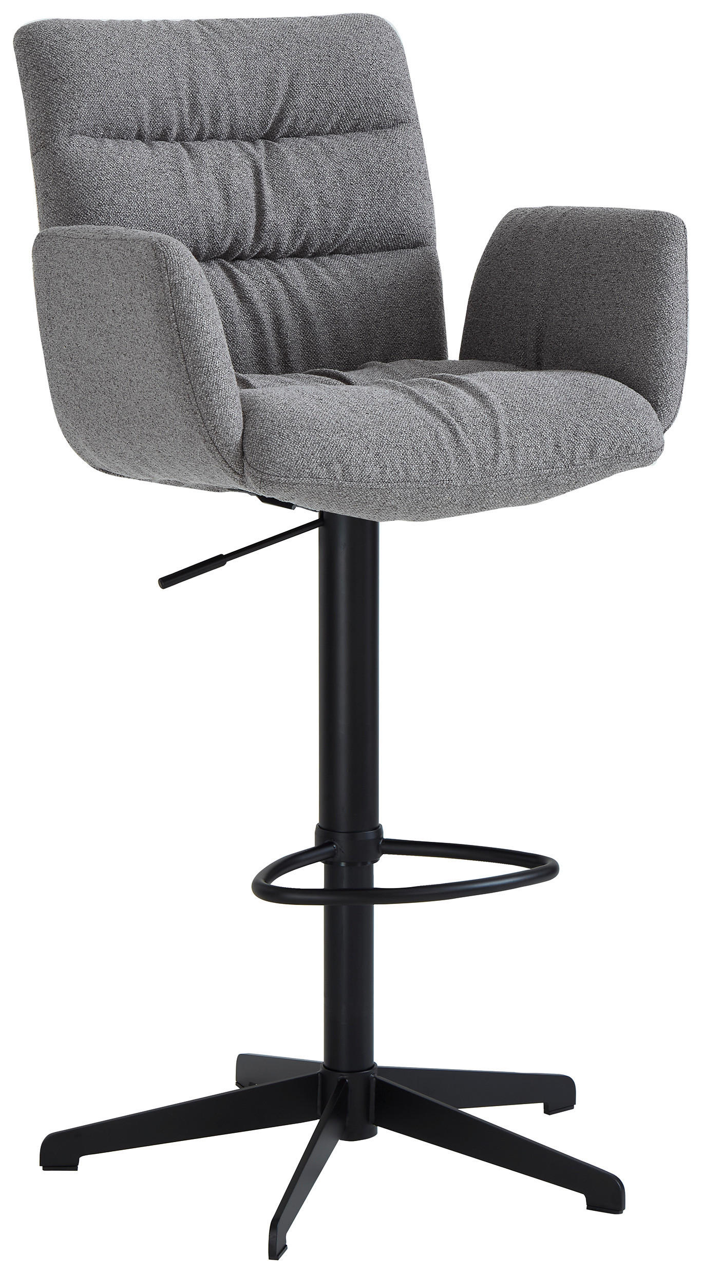 BARHOCKER Leinenoptik Schwarz, Cappuccino Stahl Sitzfläche 360° drehbar  - Schwarz/Cappuccino, Design, Textil/Metall (58/107-125/57cm) - Dieter Knoll