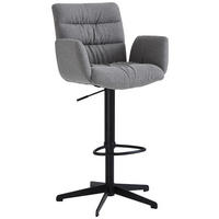 BARHOCKER Leinenoptik Schwarz, Cappuccino Stahl Sitzfläche 360° drehbar  - Schwarz/Cappuccino, Design, Textil/Metall (58/107-125/57cm) - Dieter Knoll