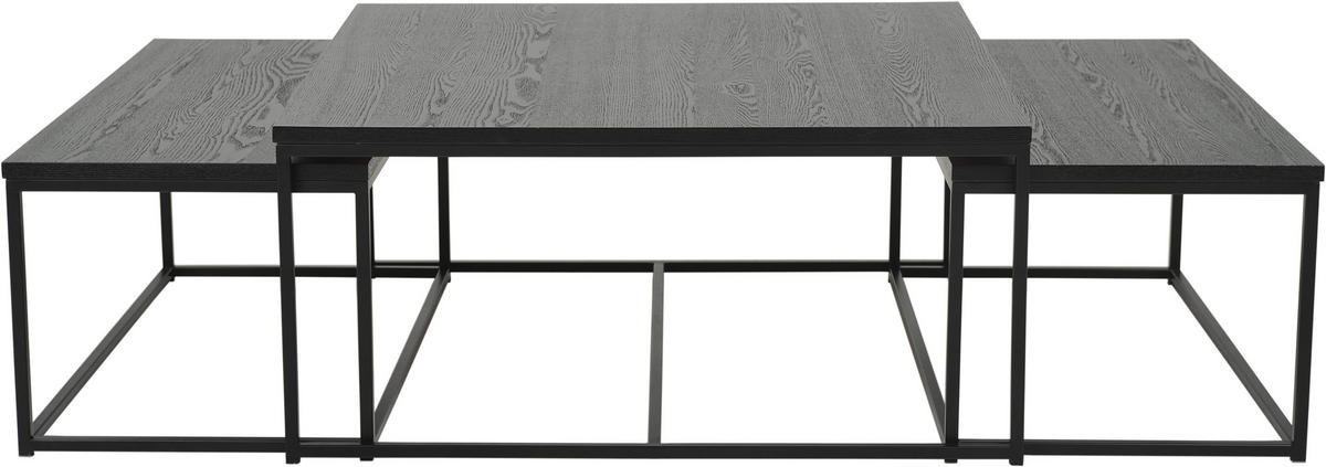 SIDOBORD SET i trä, metall 90/90/42 cm  - grå/svart, Design, metall/trä (90/90/42cm)