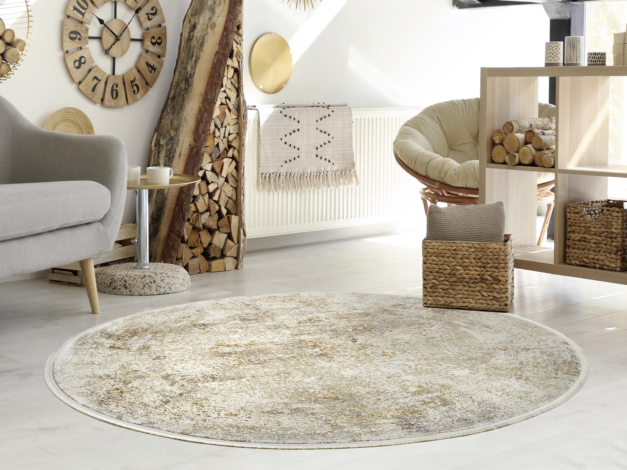 WEBTEPPICH   Goldfarben, Beige   - Beige/Goldfarben, Design, Textil (160cm) - Dieter Knoll