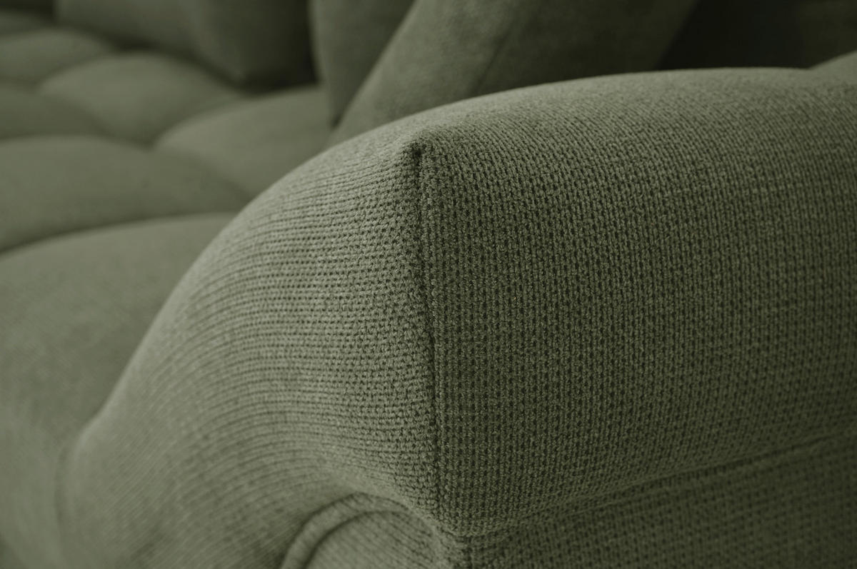 ECKSOFA in Flachgewebe, Mikrofaser Grün  - Chromfarben/Grün, Design, Kunststoff/Textil (198/312cm) - Livetastic