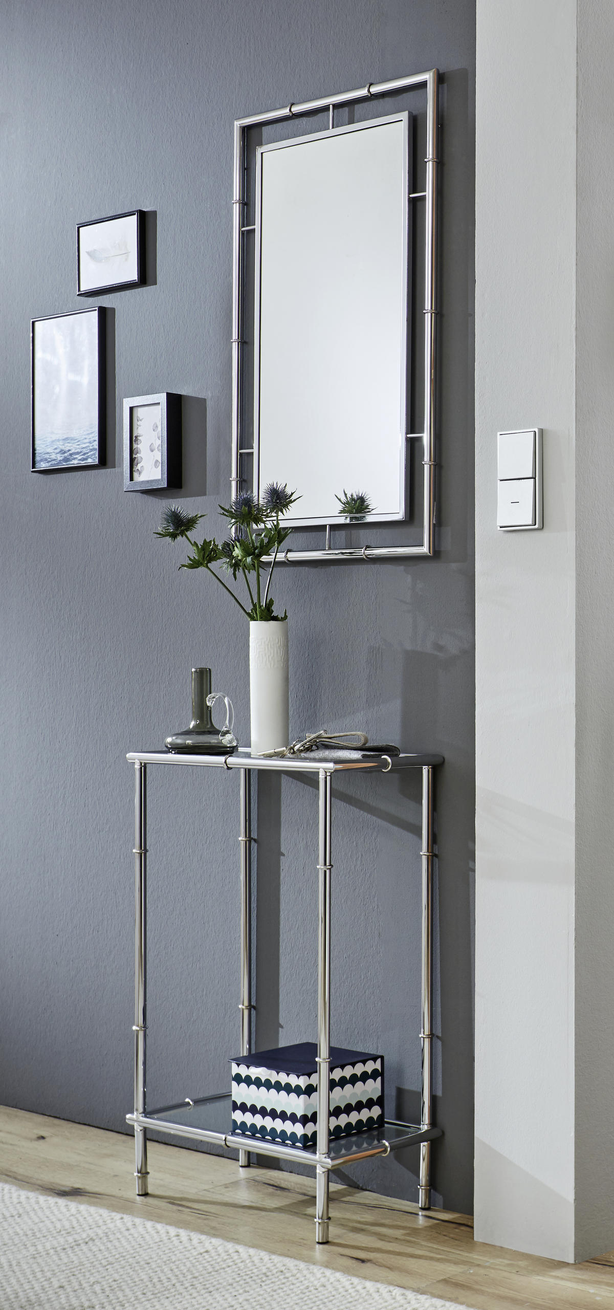 KONSOLENTISCH Chromfarben  - Chromfarben, Basics, Glas/Metall (50/25/75cm)