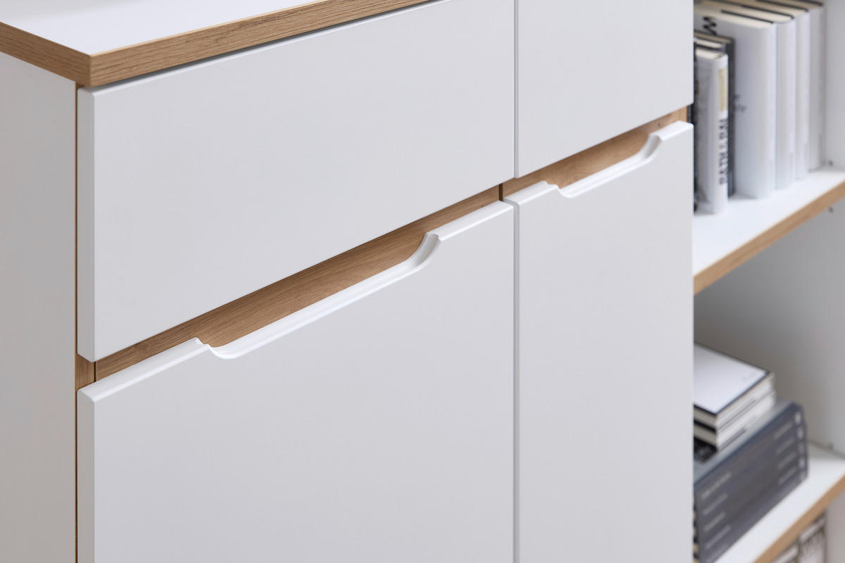 SCHREIBTISCH  in Silberfarben, Weiss, Eiche Artisan  - Weiss/Silberfarben, Konventionell, Holzwerkstoff/Metall (120/77/73cm) - MID.YOU
