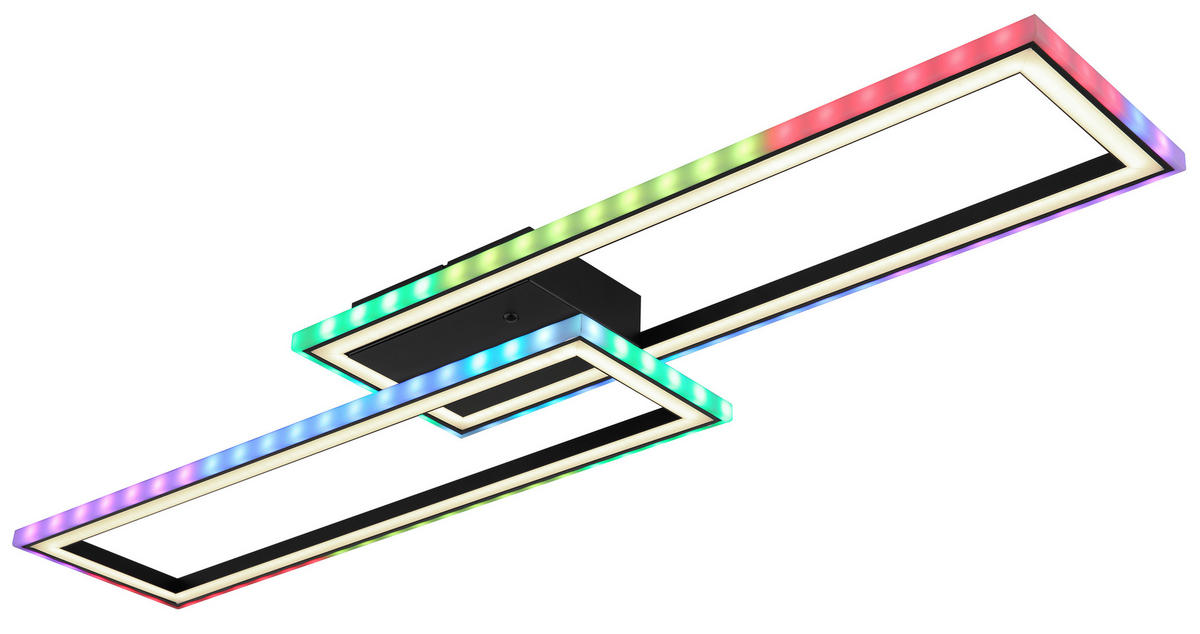 LED-DECKENLEUCHTE 30 W    94,5/24/5,5 cm  - Opal/Schwarz, Design, Kunststoff/Metall (94,5/24/5,5cm) - Globo