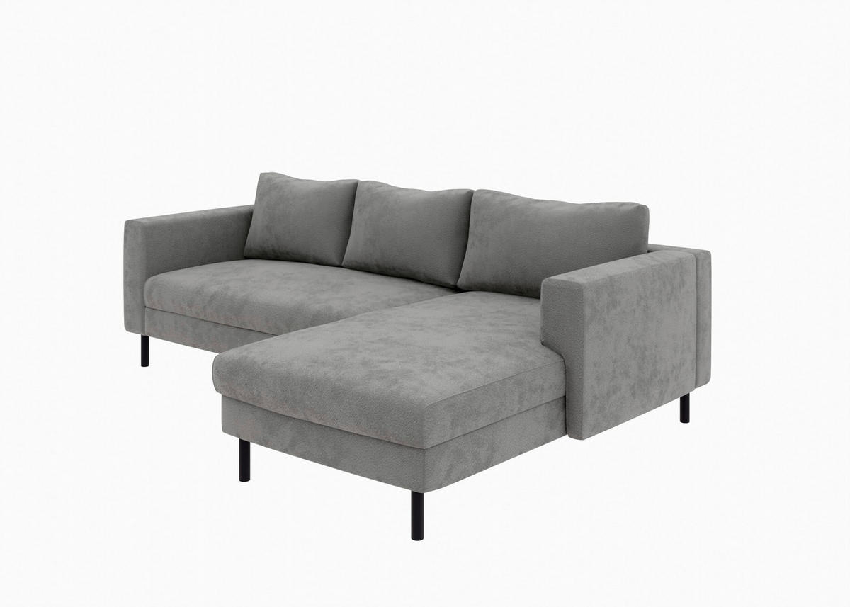ECKSCHLAFSOFA  mit Rücken echt, Armteil links, Armteil rechts Struktur Anthrazit  - Anthrazit/Schwarz, MODERN, Textil/Metall (232/161cm) - Trendmanufaktur
