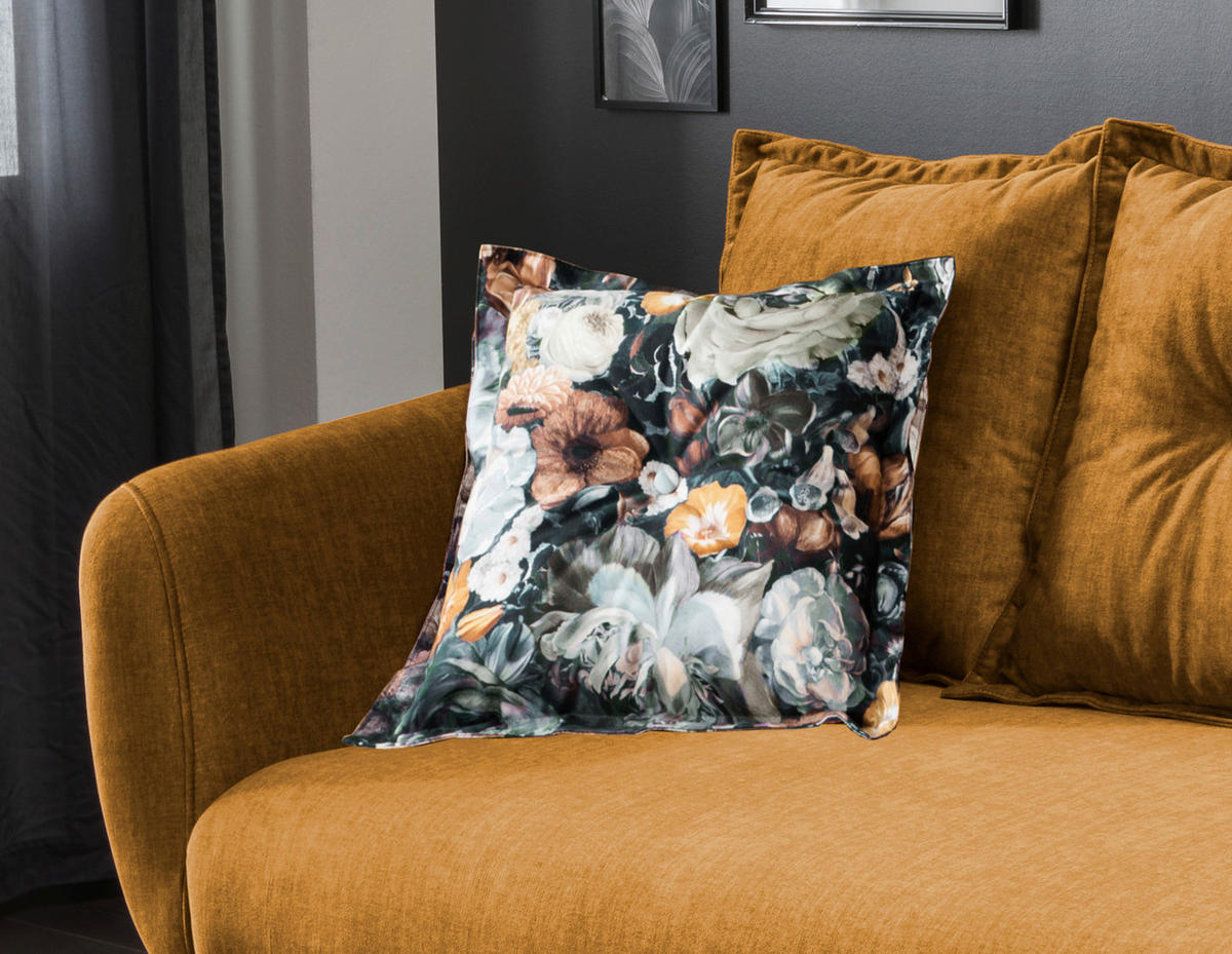 3-SITZER-SOFA  in Velours Gelb, Multicolor  - Gelb/Buchefarben, MODERN, Holz/Textil (236/94/103cm) - Livetastic