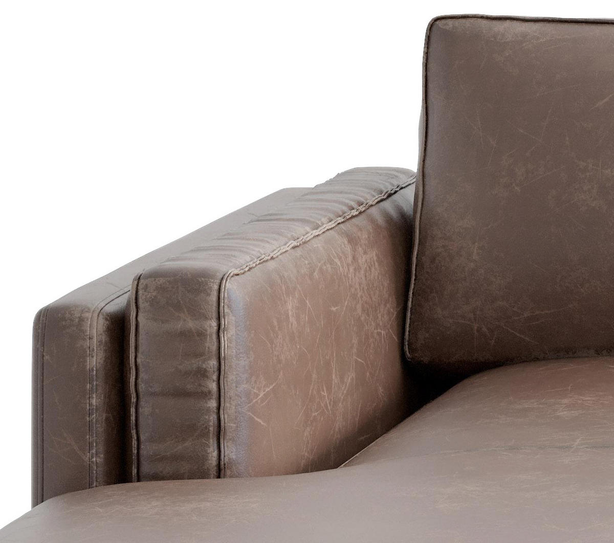 ECKSOFA in Lederlook, Flachgewebe Rotbraun  160/265 cm  - Rotbraun/Schwarz, Design, Textil/Metall (160/265cm) - Livetastic