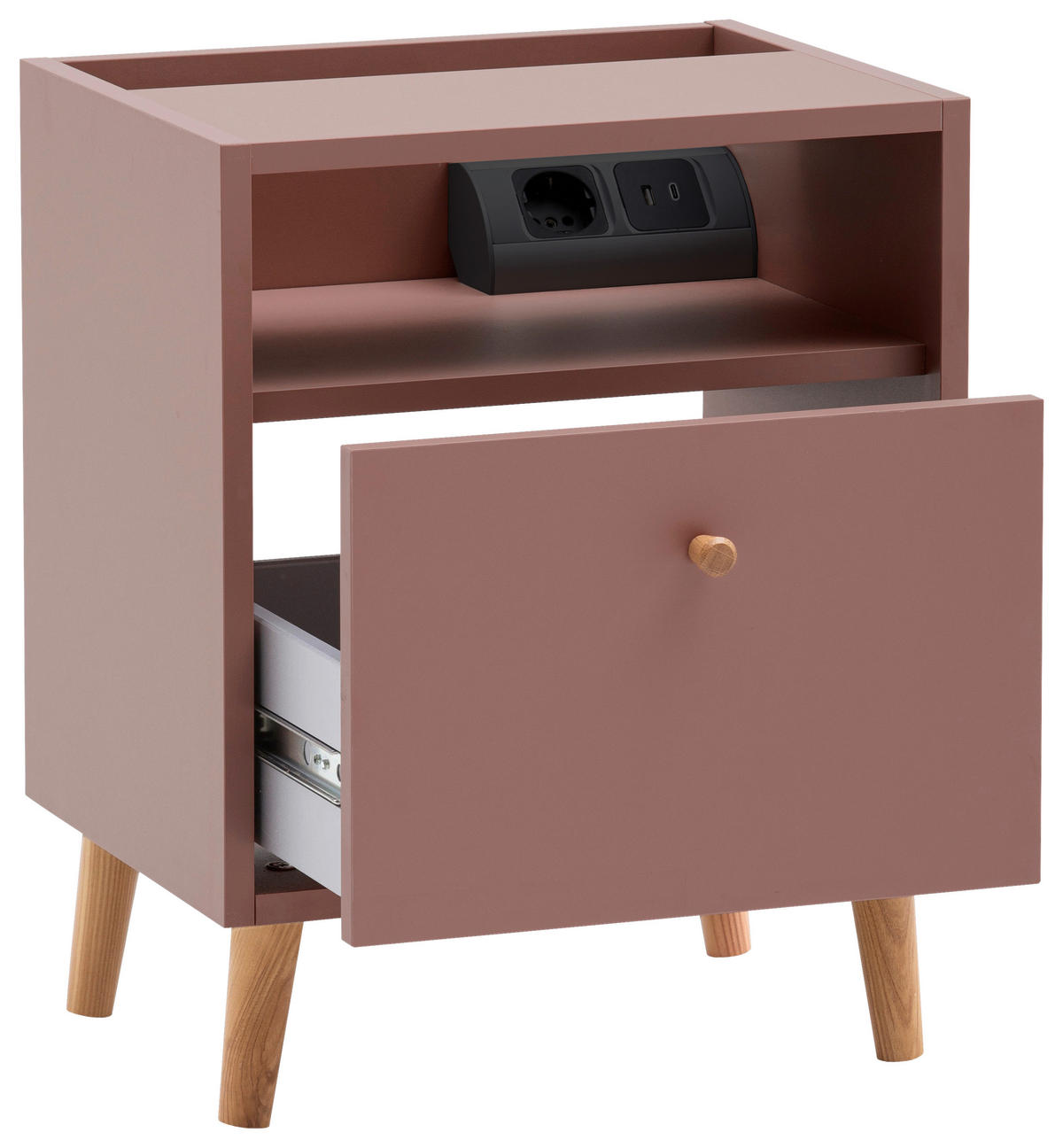 NACHTTISCH 40,2/50,1/32,7 cm  - Mauve, Design, Holz/Holzwerkstoff (40,2/50,1/32,7cm) - MID.YOU