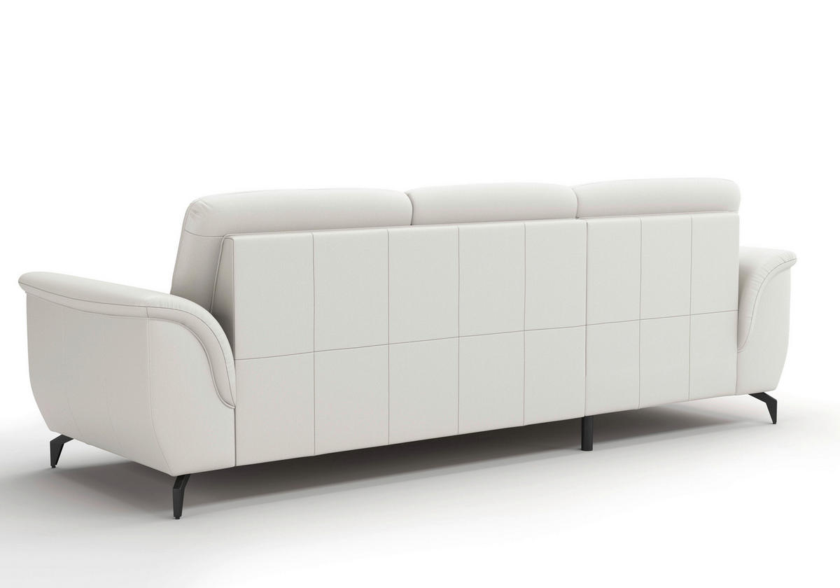 ECKSOFA in Echtleder Weiß  164/262 cm  - Schwarz/Weiß, MODERN, Leder/Metall (164/262cm) - Sit & More