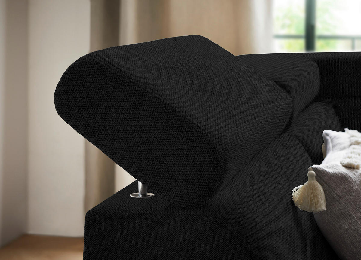 ECKSOFA in Webstoff Schwarz  - Schwarz, Design, Textil/Metall (203/260cm) - Stylife