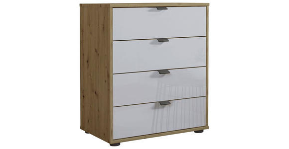 KOMMODE  in 40/70/43 cm  - Schieferfarben/Eiche Bianco, KONVENTIONELL, Glas/Holzwerkstoff (40/70/43cm) - Dieter Knoll